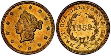 1852 california fractional gold value.